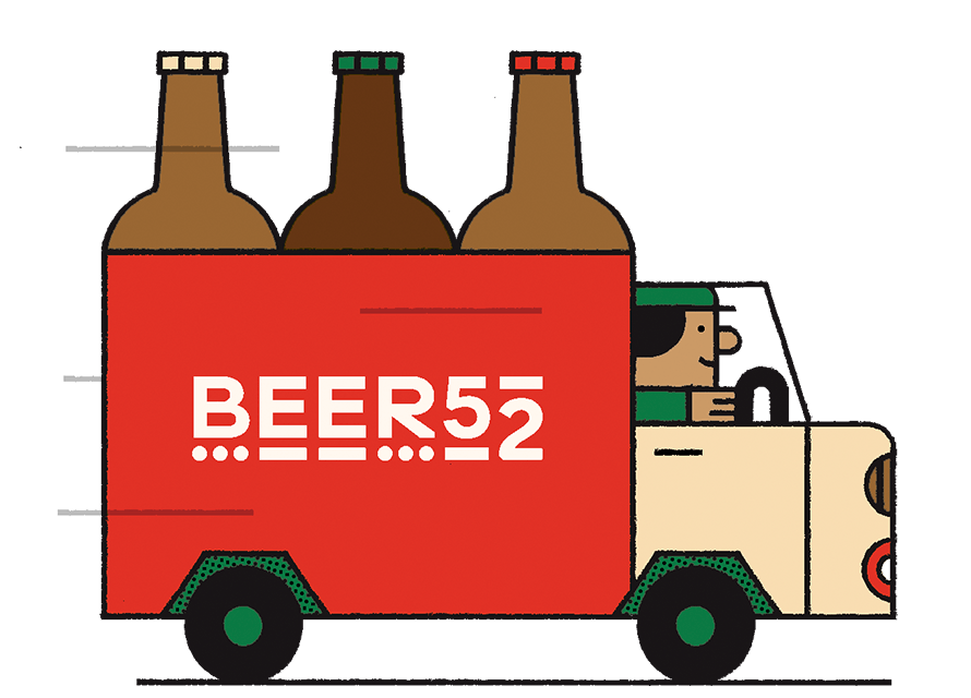 Beer52 delivery van loaded with craft beer, illustrating cases delivered to your door